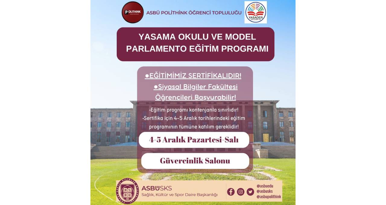 YASAMA OKULU VE MODEL PARLAMENTO EĞİTİM PROGRAMI